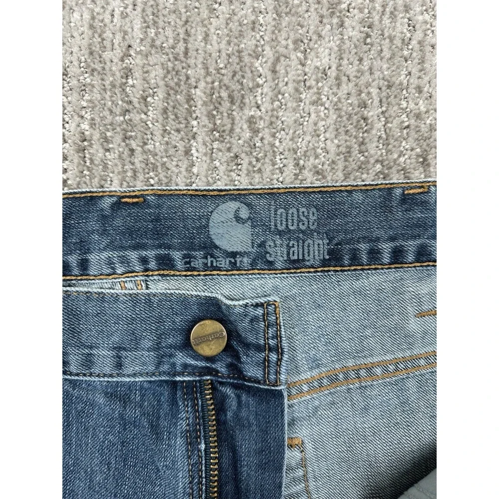 Carhartt B325 Loose Fit Straight Jeans Blue Denim Mens 38x32 (fits 40x32)